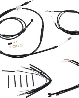 Extended Black Control Cable Kit For 12" T-Bar Handlebars