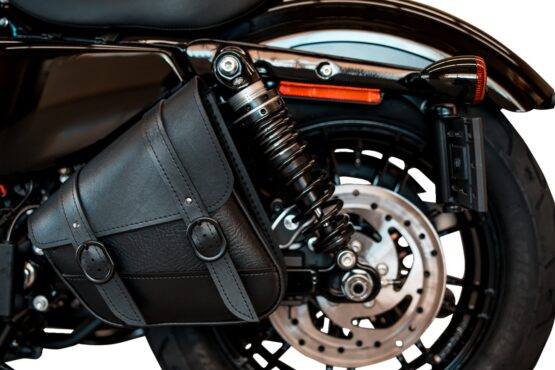 Willie & Max Blackjack Swingarm Bag Black Dual Shock Harley Sportster - Image 2