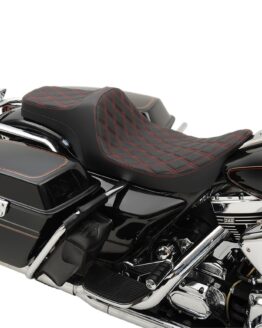 Drag Specialties Predator III Seat Black/Red Harley FLHR/FLHX 99-07