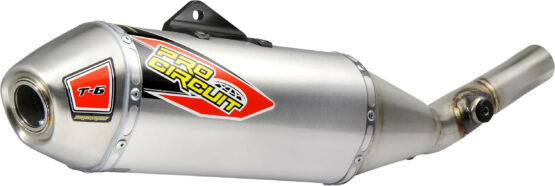 Pro Circuit T-6 Stainless Slip-On Exhaust with Spark Arrestor For Kawasaki KX250F/X 2025