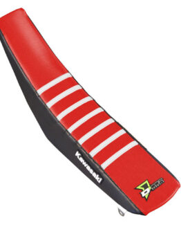 D'Cor Black/Red Seat Cover w/White Ribs Fits 16-19 Kawasaki KX250/450F