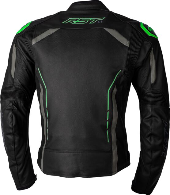 S1 CE Leather Jacket Black/Grey/Neon Green Small - Image 2