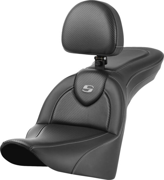 Saddlemen Roadsofa Seat w/ Backrest Carbon Fiber For Harley FL Models