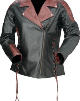 Z1R Combiner Leather Jacket Black/Red Women's Medium