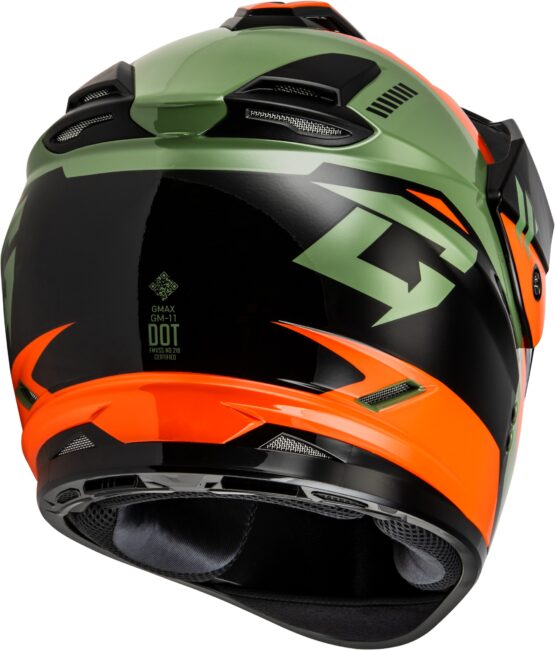 GMAX GM-11 Ronin Helmet Orange/Green/Black Small - Image 3