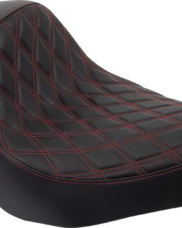 Drag Specialties Solo Seat Black Red Diamond For Harley Low Rider S/ST
