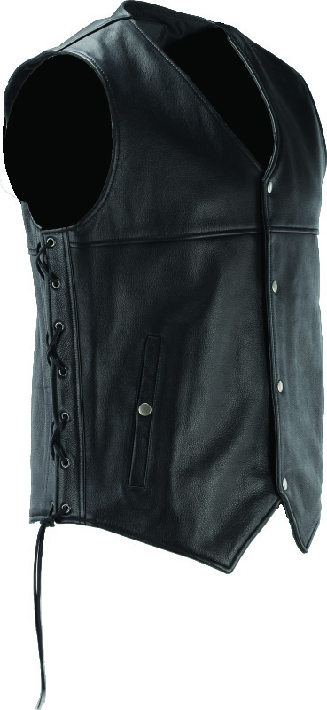 Kuryakyn Old Skool Leather Vest Black Large Men's - Image 4