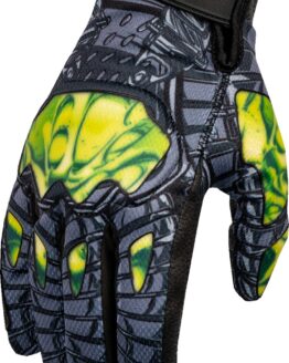 ICON Hooligan Outbreak Gloves Fluorescent Yellow/Green/Black/Gray Men's Small