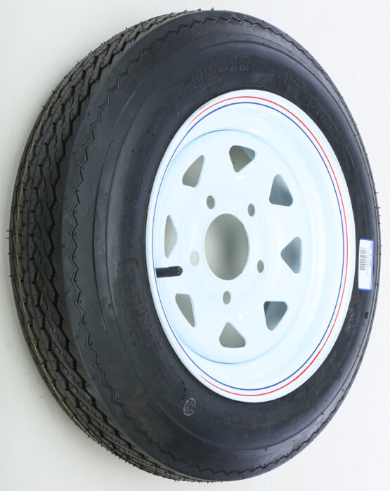 AWC Trailer Tire and 8 Spoke Steel Wheel Assembly White