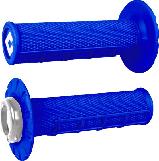 ODI ATV MX Half-Waffle V2.1 Lock-On Grips Blue/Silver 7/8in Pair