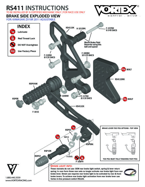 V2 Adjustable Rearset - Black - Image 3