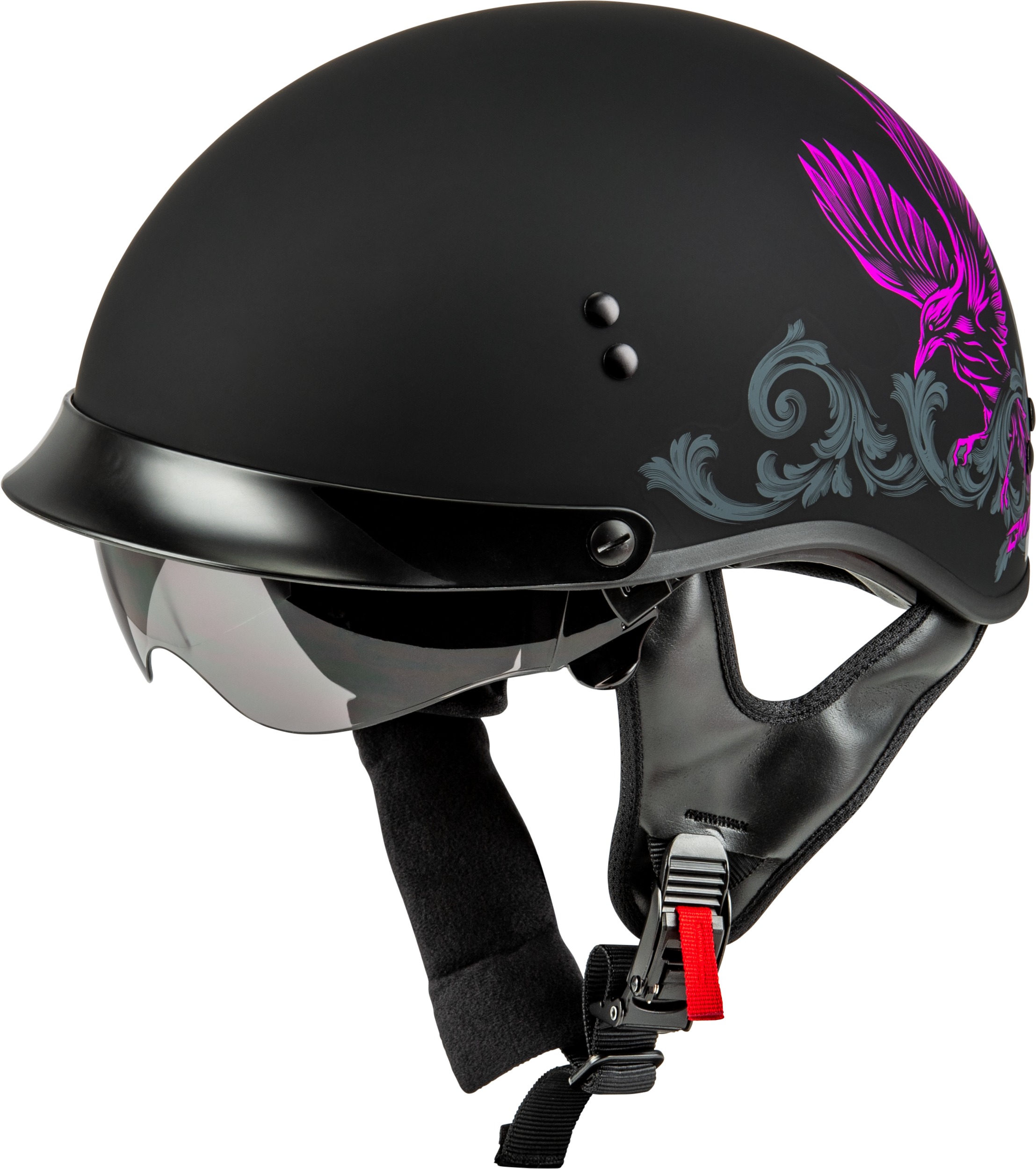 GMAX HH-65 Corvus Helmet Matte Black/Purple/Grey XS - Image 3