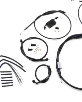 Extended Black Control Cable Kit For 12" T-Bar Handlebars