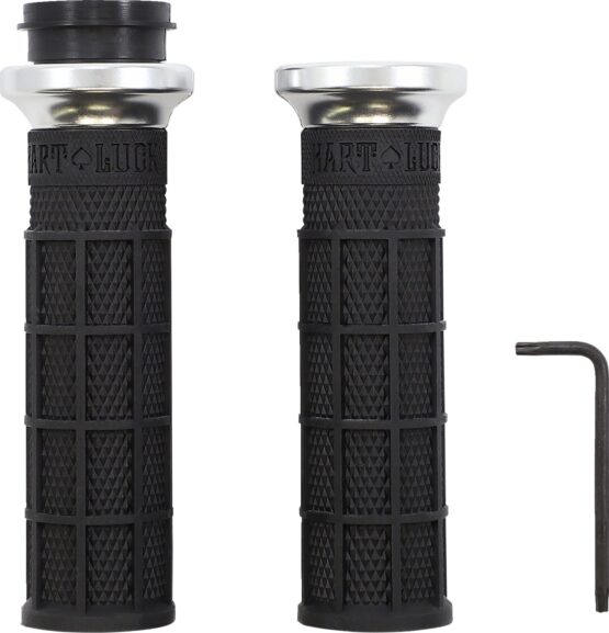 ODI Hart-Luck V-Twin Lock-On Grips Black/Silver 1in TBW - Image 2