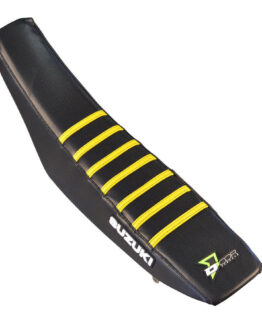 D'Cor Black Seat Cover w/Yellow Ribs Fits 18-19 Suzuki RMZ450 RMZ250