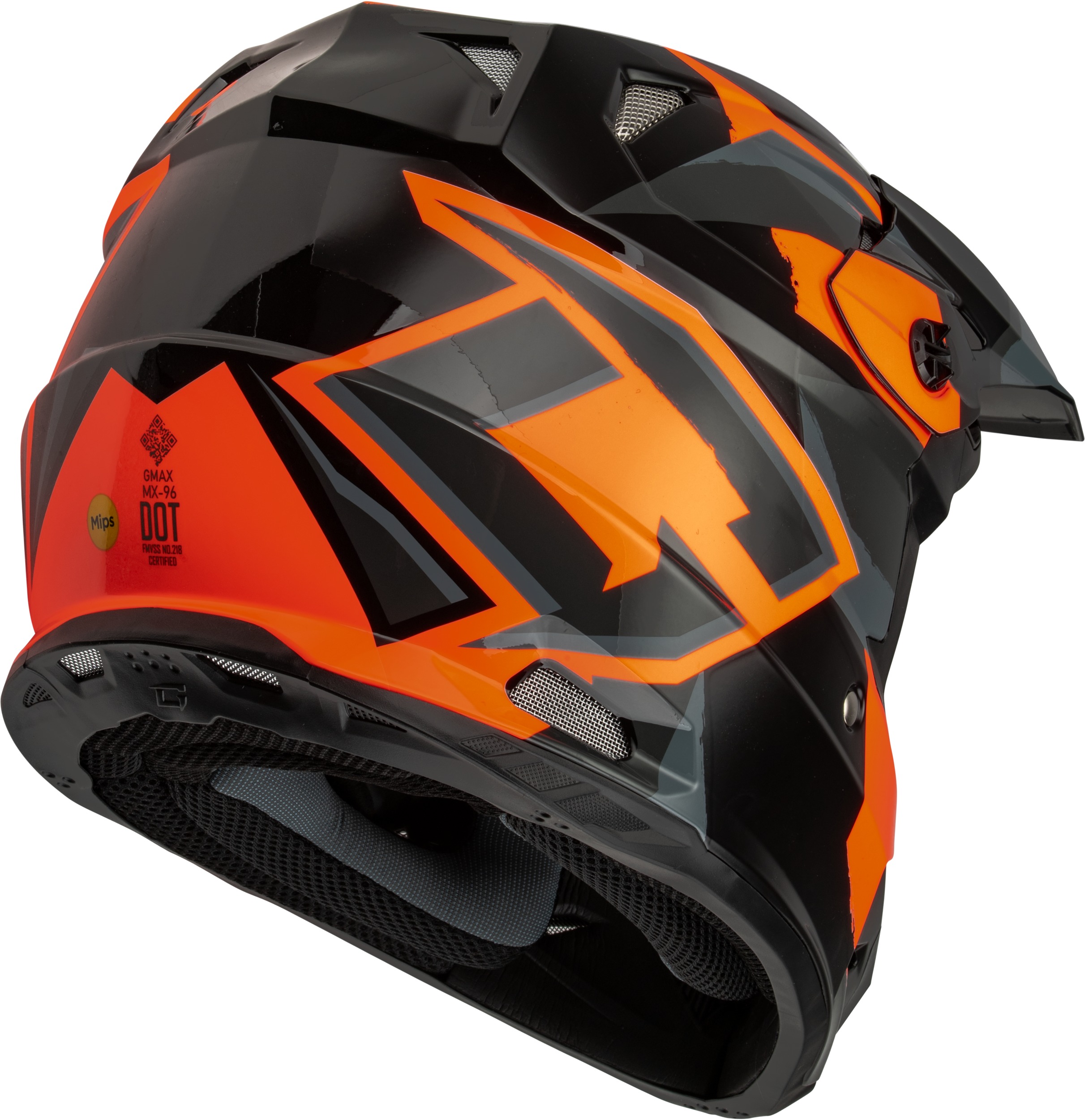 GMAX MX-96 Splinter Helmet Black/Orange XL Offroad - Image 4