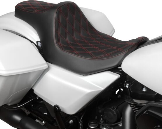 Drag Specialties Predator III Seat Double Diamond Red Stitch FLT/FLH 23-24 - Image 3