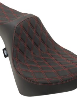 Drag Specialties Predator III Seat Black/Red Double Diamond For Harley Softail