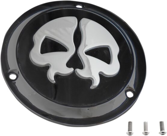 Drag Specialties Split Skull Derby Cover Black 3-Hole For Harley-Davidson - Image 2