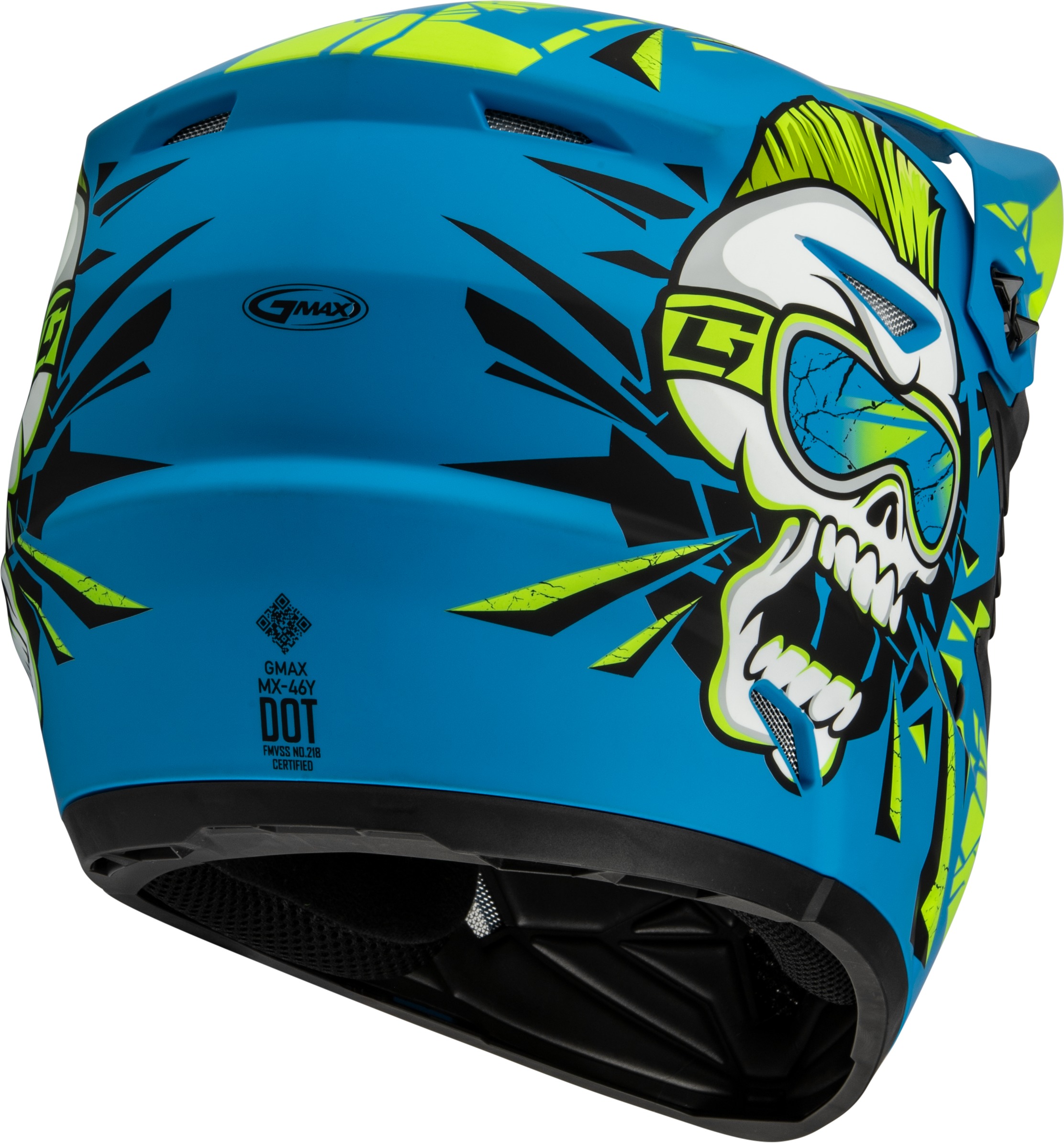 GMAX MX-46Y Unstable Youth Helmet Matte Blue/Green Small - Image 3