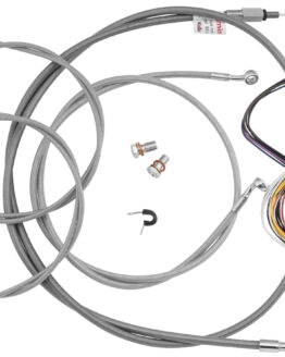Extended Braided S.S. Control Cable Kit for Softails - 16" tall bars (ABS)