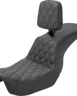 Saddlemen Tour Step-Up Seat Rider Backrest Lattice Stitch Black For Dyna '06-'17