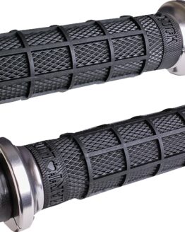 ODI Hart-Luck V-Twin Lock-On Grips Black Silver 1in Cable Throttle