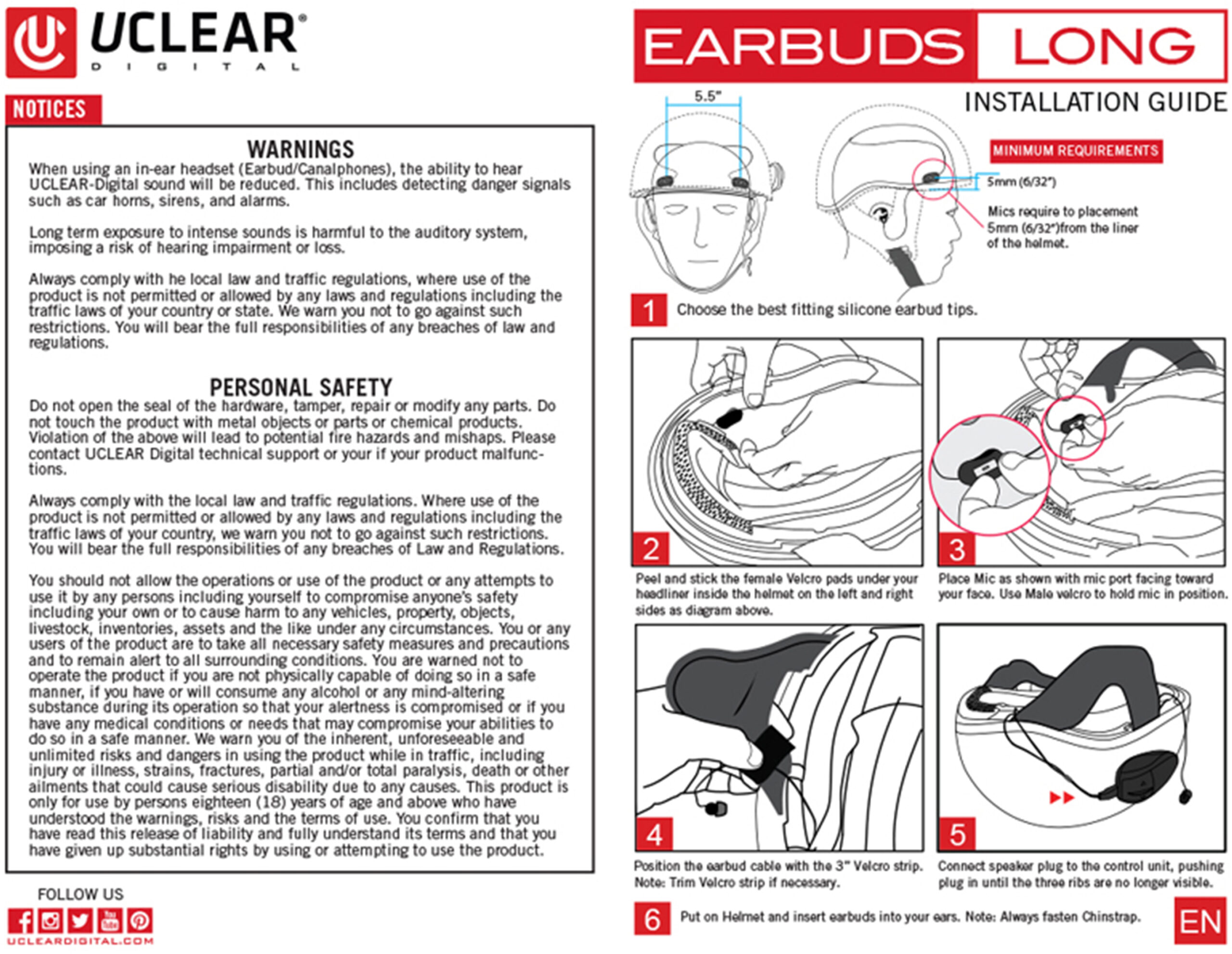 UCLEAR Half Helmet Earbuds for HBC and AMP Series - Image 4