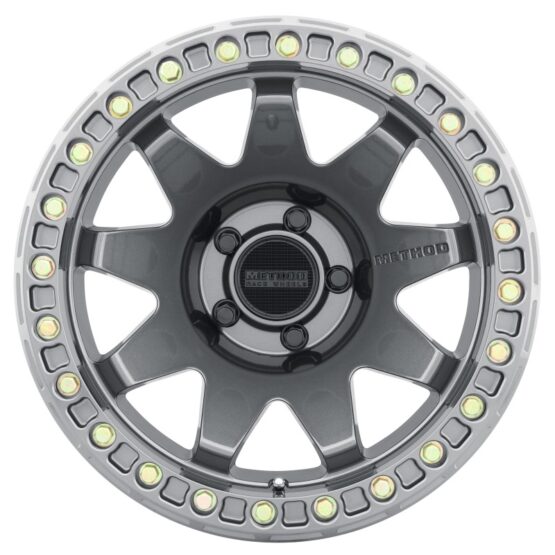 MR108 17x9 -44mm Offset 5x5 71.5mm CB Gloss Titanium w/BH-H24125-38 Wheel - Image 2