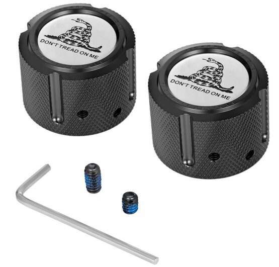 Figurati Designs Front Axle Nut Cover Black Don't Tread On Me Harley For