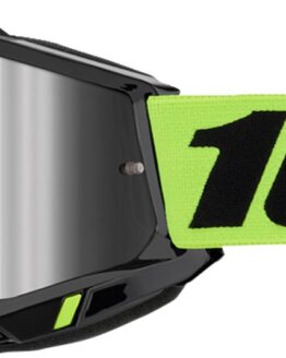 100% Accuri 2 Goggles Neon Yellow Mirror Silver Lens Adult