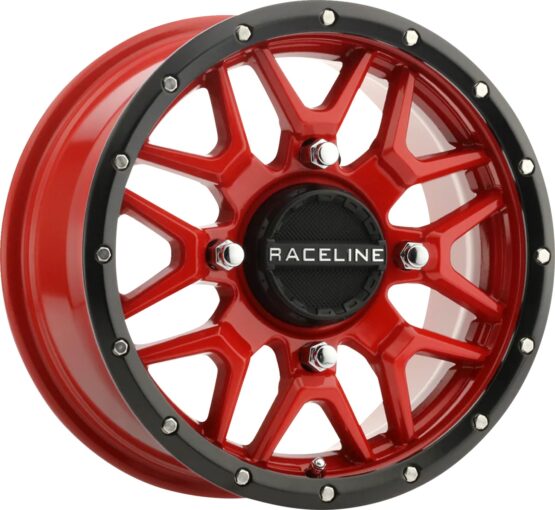 Raceline Krank Simulated Beadlock Wheel Red 15x7 4x137 +10mm