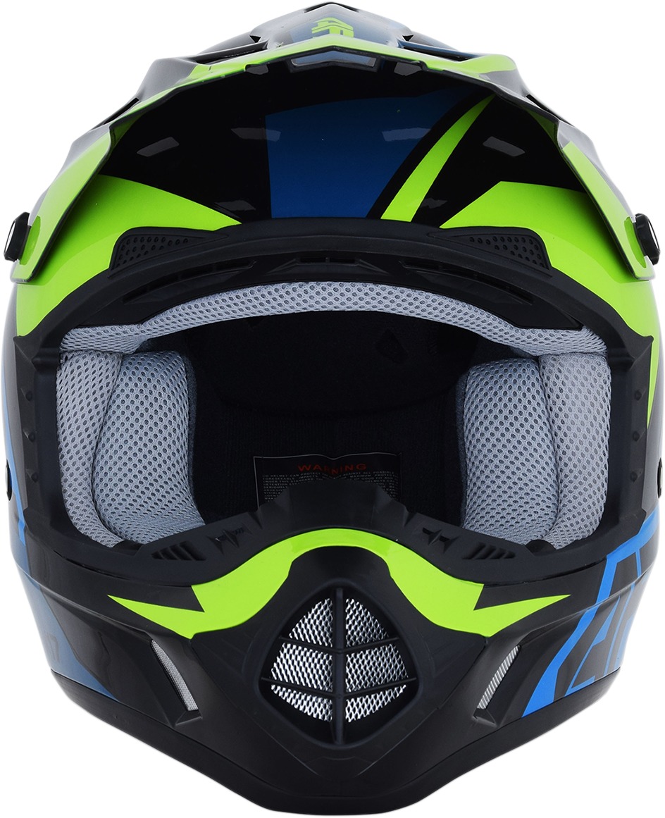 FX-17 Full Face Offroad Helmet Black/Blue/Green Large - Image 4