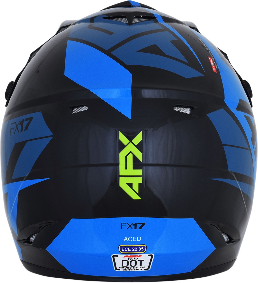 FX-17 Full Face Offroad Helmet Black/Blue/Green Large - Image 5