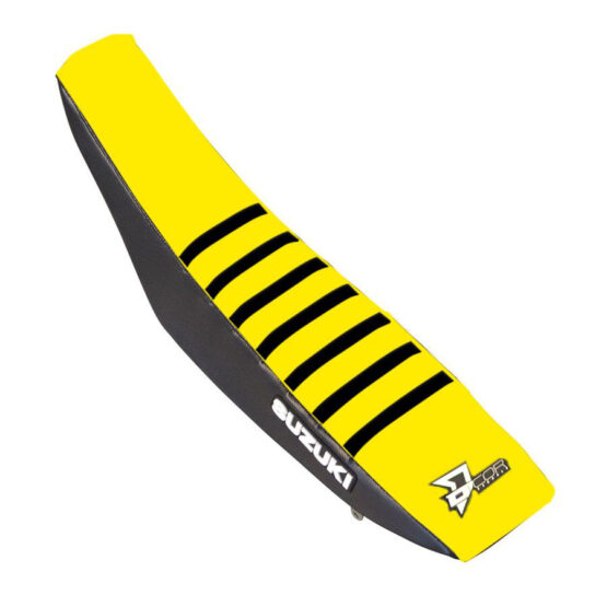 Seat Cover Black w/ Yellow Ribs Fits 18-19 Suzuki RMZ450 RMZ250