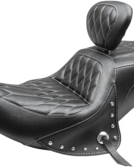 Heated Concho Diamond 2-Up Seat Black w/Backrest