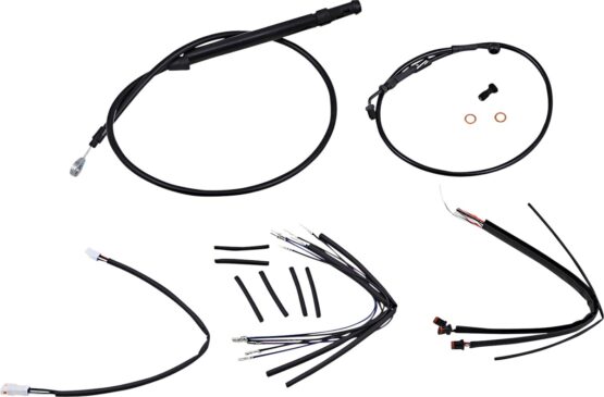 Burly Brand 14in Ape Handlebar Cable Kit Black For Harley-Davidson