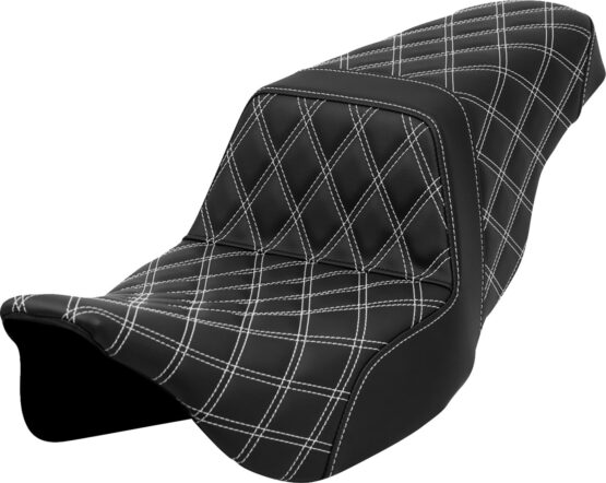 Saddlemen Step-Up Lattice Stitch Seat White Stitch Harley FLH/FLT 08-23