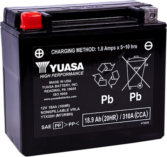 Yuasa YTX20H High Performance Factory Activated 12V Battery