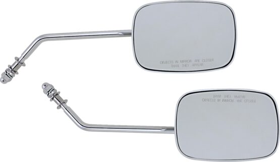 Drag Specialties Rectangular Chrome Side View Mirrors Pair Long Stem