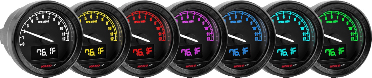 KOSO TNT-05R Tachometer Gauge Kit Black LCD 7-Color Backlight - Image 3
