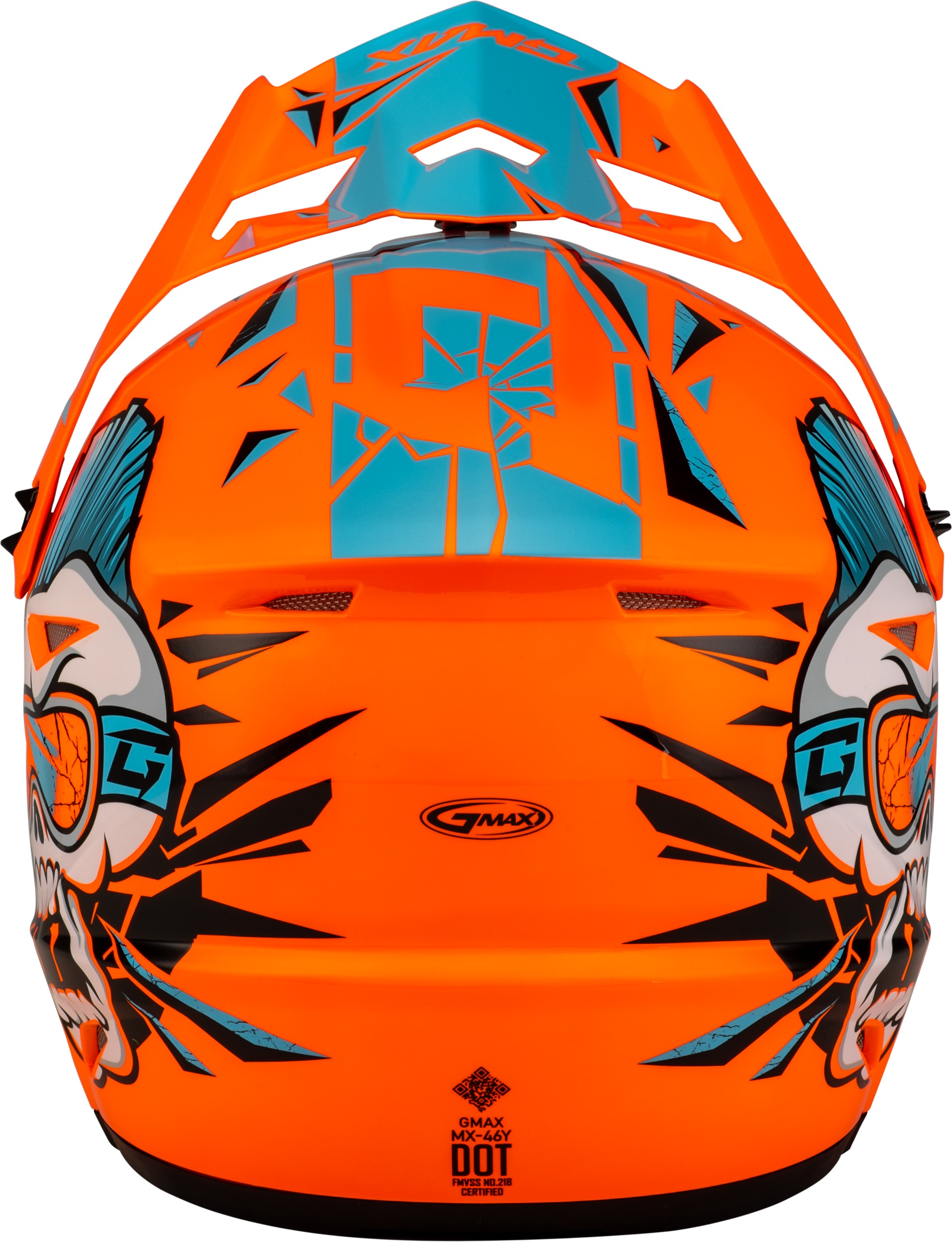 GMAX MX-46Y Unstable Youth Helmet Hi Vis Orange/Blue Small - Image 3