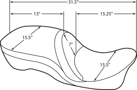 Touring Mild Stitched SR Leather 2-Up Seat Low 1" - Image 3