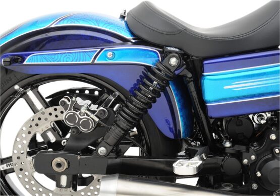 Drag Specialties Rear Ride-Height Adjustable Shocks Black 11in Harley Dyna - Image 2