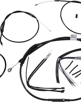 Extended Black Control Cable Kit For 12" T-Bar Handlebars