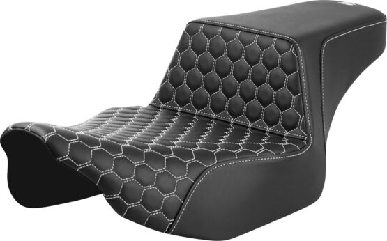 Saddlemen Step-Up Seat Extended Reach Honeycomb White Stitch For FL 2023-2024