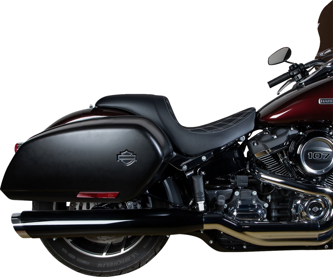 Drag Specialties Predator Seat Double Diamond Silver Stitching FLSB/FXLR - Image 4