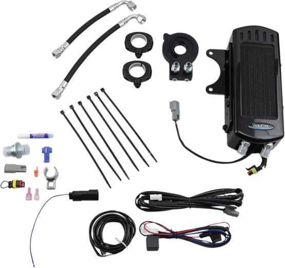 UltraCool Side Mount Oil Cooler Kit Gloss Black For Harley M8 Touring/Trike