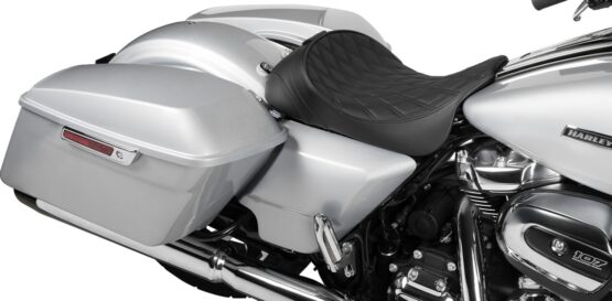Drag Specialties Solo Front Seat Double Diamond Black w/Backrest Option For Harley - Image 3