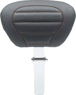 Mustang Deluxe Driver Backrest Black with Red Stitching Harley FLT FLH 08-21